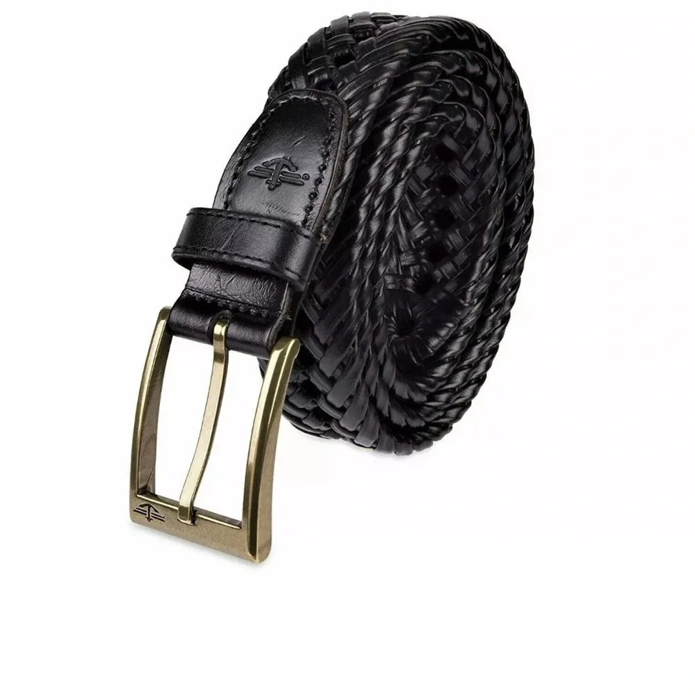 NWT Dockers black braided leather belt size 50